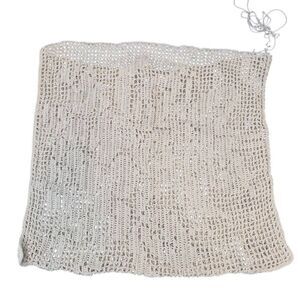 Crochet, Vintage Ivory Cotton Crossbody Bag Body, just needs a strap, 14"x14"